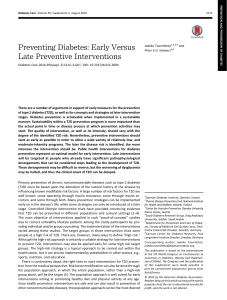 Preventing Diabetes: Early Versus Late Preventive Interventions