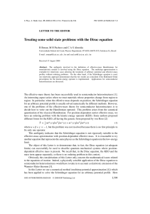 Treating some solid state problems with the Dirac equation