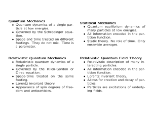 Quantum Mechanics • Quantum dynamics of a single par