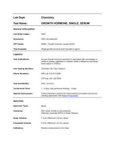 GROWTH HORMONE, SINGLE, SERUM