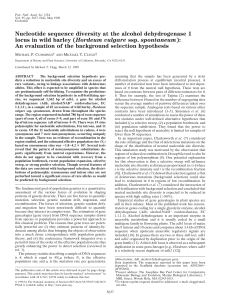 Nucleotide sequence diversity at the alcohol