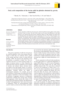 Fatty acid composition of the bovine milk fat globules obtained by