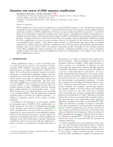 Dynamics and control of DNA sequence amplification