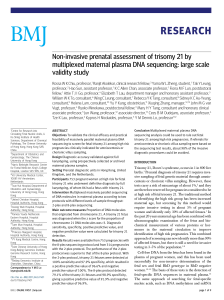 Non-invasive prenatal assessment of trisomy 21 by multiplexed
