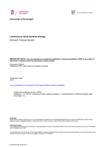 University of Groningen Lactococcus lactis systems biology Eckhardt