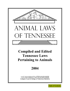 Compiled and Edited Tennessee Laws Pertaining to Animals 2004