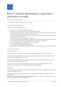 KTH | KH1251 Electrical Measurements, Control Theory and