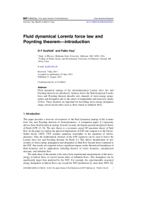 D. F. Scofield and P. Huq, 2014. Fluid dynamical Lorentz force law
