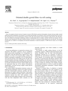 Oriented double gyroid films via roll casting