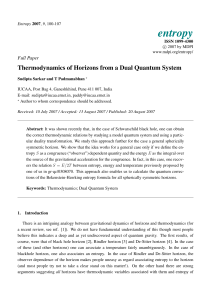 Thermodynamics of Horizons from a Dual Quantum System