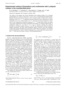 Experimental scaling of fluctuations and confinement with Lundquist