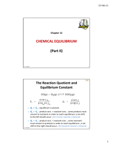 CHEMICAL EQUILIBRIUM (Part II)II)