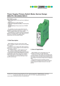 Power Supply, Primary Switch Mode, Narrow Design MINI-PS