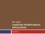 INF 5820 Language technological applications