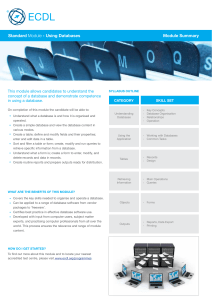 Standard Module - Using Databases Module Summary