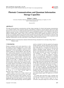 Photonic Communications and Quantum Information Storage