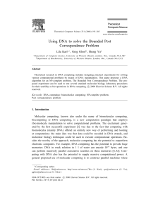 Using DNA to solve the Bounded Post Correspondence Problem