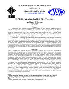 III-Nitride Heterojunction Field Effect Transistors