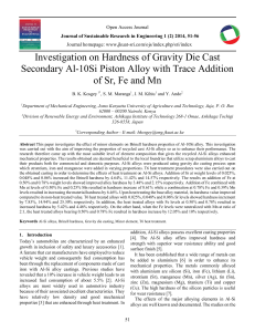 Investigation on Hardness of Gravity Die Cast Secondary Al