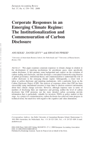 Corporate Responses in an Emerging Climate Regime