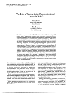 The role of context in the communication of uncertain beliefs