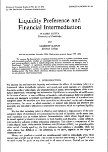 Liquidity Preference and Financial Intermediation