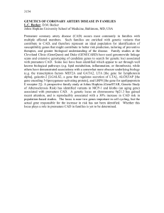 GENETICS OF CORONARY ARTERY DISEASE IN FAMILIES