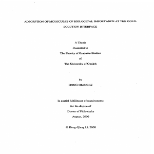 ADSORPTION OF MOLECULES OF BIOLOGICAL IMPORTANCE AT