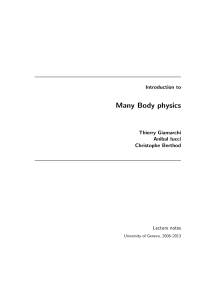 Many Body Physics