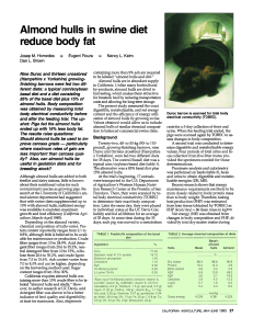 Almond hulls in swine diet reduce body fat