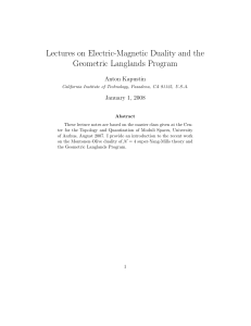 Lectures on Electric-Magnetic Duality and the Geometric