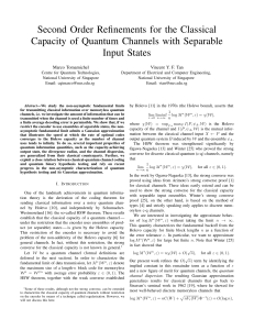 Second Order Refinements for the Classical Capacity of Quantum