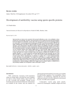 Development of antifertility vaccine using sperm specific proteins