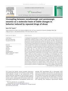 Uncoupling between noradrenergic and serotonergic neurons as a