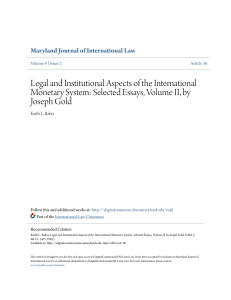 Legal and Institutional Aspects of the International Monetary System