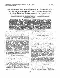 Deoxyribonucleic Acid Homology Studies of Lactobacillus casei
