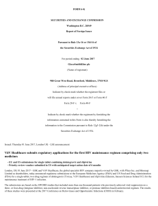 GLAXOSMITHKLINE PLC (Form: 6-K, Received: 06