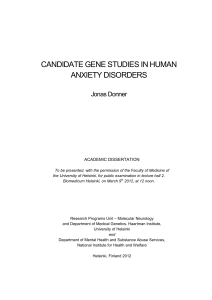 Candidate gene studies in human anxiety disorders