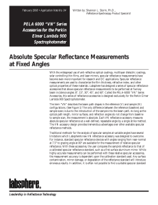 Absolute Specular Reflectance Measurements at Fixed
