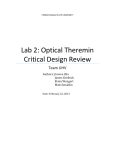 Lab 2: Optical Theremin Critical Design Review