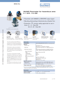 INLINE Flowmeter for hazardous area II 1 G/D - II 3 GD