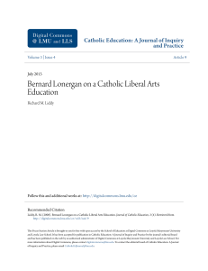 Bernard Lonergan on a Catholic Liberal Arts Education