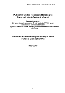 Publicly Funded Research Relating to Enterovirulent Escherichia coli