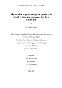 Mycotoxins in grain and grain products in South Africa and