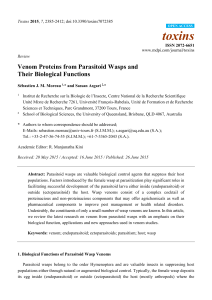 Venom Proteins from Parasitoid Wasps and Their Biological Functions