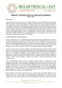 BREATH TESTING FOR LACTOSE INTOLERANCE
