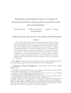 Eigenvalue perturbation theory of classes of structured