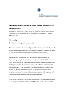 Institutional self-regulation: what should be the role of the