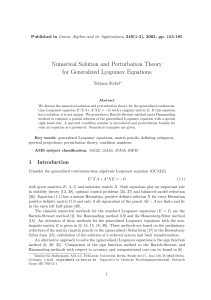 Numerical Solution and Perturbation Theory for Generalized