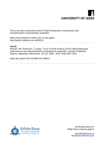 High temperature measurement and characterisation of